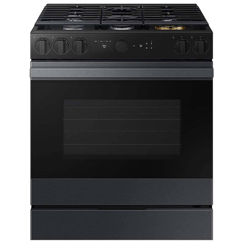 Samsung - Bespoke 6.0 Cu. Ft. Slide-In Gas Range with Air Sous Vide - Matte Black Steel
