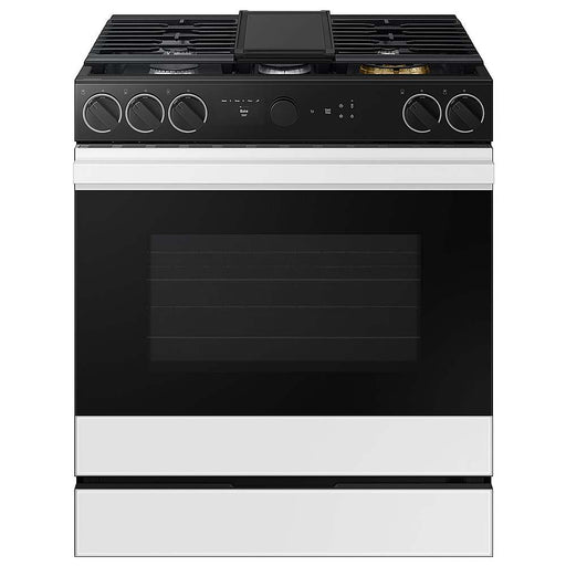 Samsung - Bespoke 6.0 Cu. Ft. Slide-In Gas Range with Smart Oven Camera - White Glass