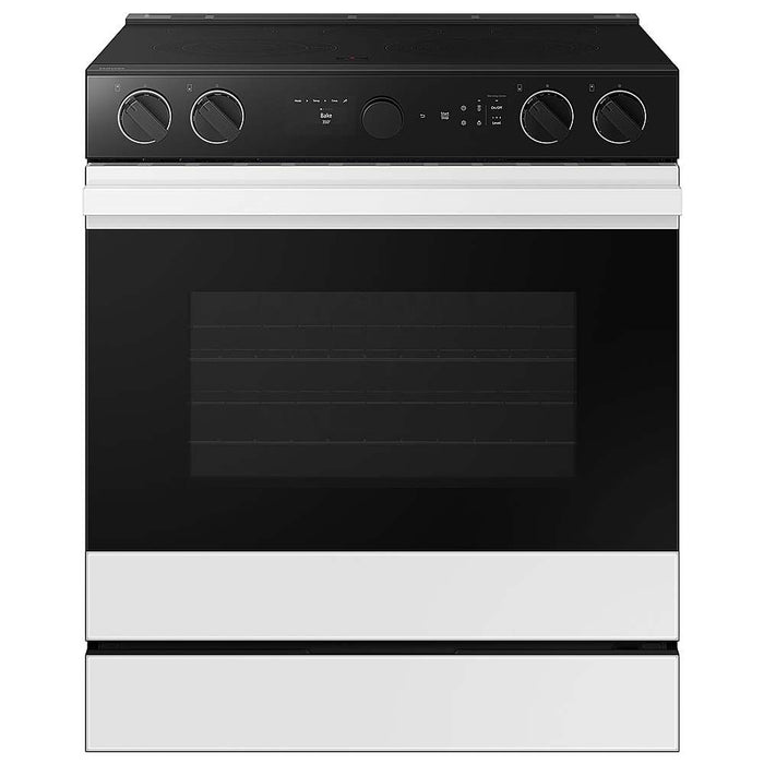 Samsung - Bespoke 6.3 Cu. Ft. Slide-In Electric Range with Smart Oven Camera - White Glass