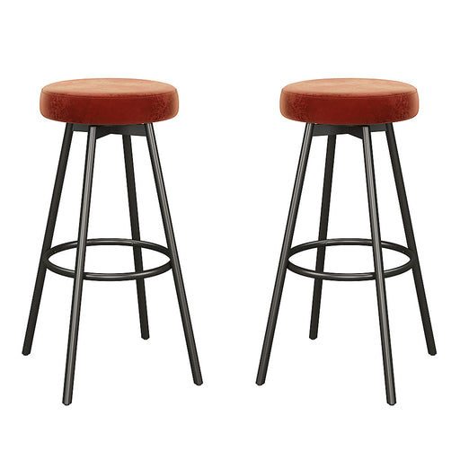 Walker Edison - Transitional Glam Swivel-Seat Barstool (2-Piece set) - Rust