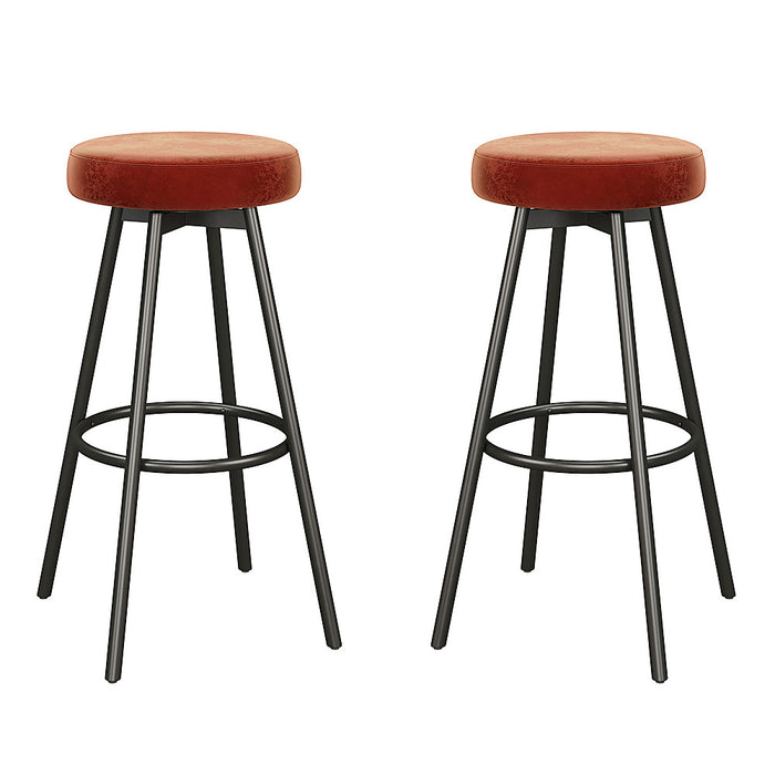 Walker Edison - Transitional Glam Swivel-Seat Barstool (2-Piece set) - Rust