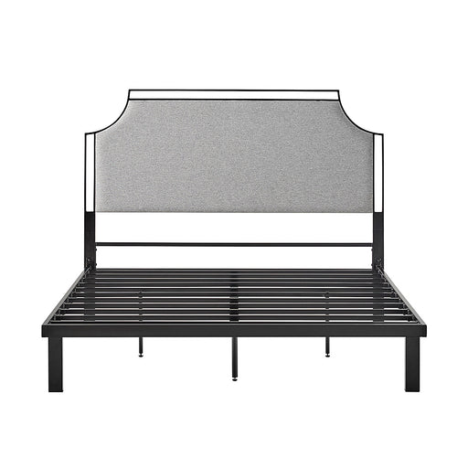 Walker Edison - Traditional Metal Upholstered Queen Bedframe - Gray