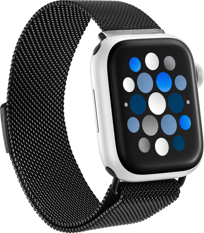 Insignia - Stainless Steel Mesh Band for Apple Watch 38mm 40mm 41mm SE and 42mm Series 10 - Black