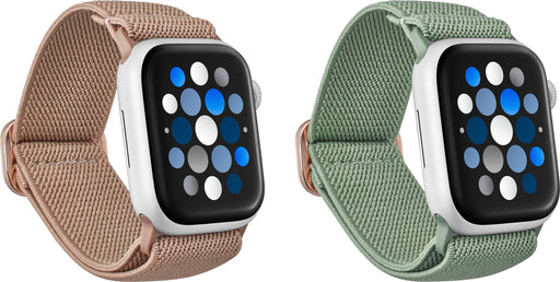 Best Buy essentials - Nylon Band for Apple Watch 38mm 40mm 41mm SE (2-Pack) and 42mm Series 10 - Rose Gold and Eucalyptus