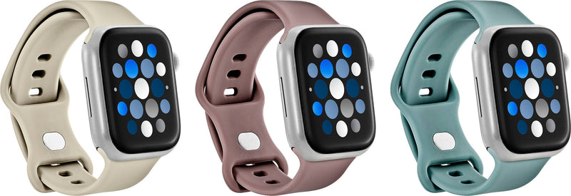 Best Buy essentials - Silicone Bands for Apple Watch 38mm 40mm 41mm and 42mm (3-Pack) - Cream Cherry and Sage Green