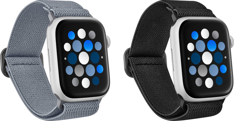 Best Buy essentials - Nylon Band for Apple Watch 44mm 45mm SE 46mm Series 10 Ultra 49mm and Ultra 2 49mm (2-Pack) - Black  Gray