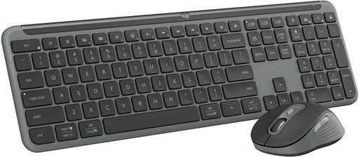 Logitech - MK955 Signature Slim Full-size Wireless Keyboard and Mouse Combo for Windows and Mac with Quiet Typing and Clicking - Graphite