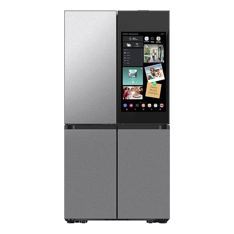 Samsung - 36 in. Wide Bespoke 29 Cu. Ft. 4-Door Flex French Door Smart Refrigerator with Family Hub 32" - Stainless Steel