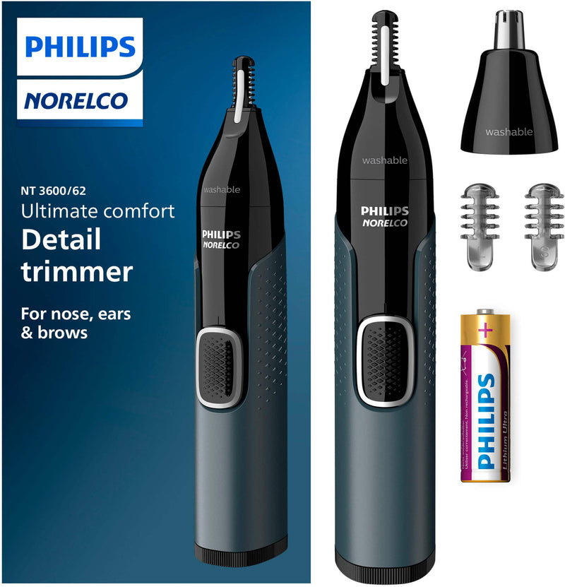 Philips Norelco - Nose Trimmer 3000 for Nose Ears Eyebrows NT3600/62 - Black