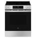 GE - 5.3 Cu. Ft. Slide-In Electric Convection Range with Steam Cleaning and EasyWash Oven Tray - Stainless Steel