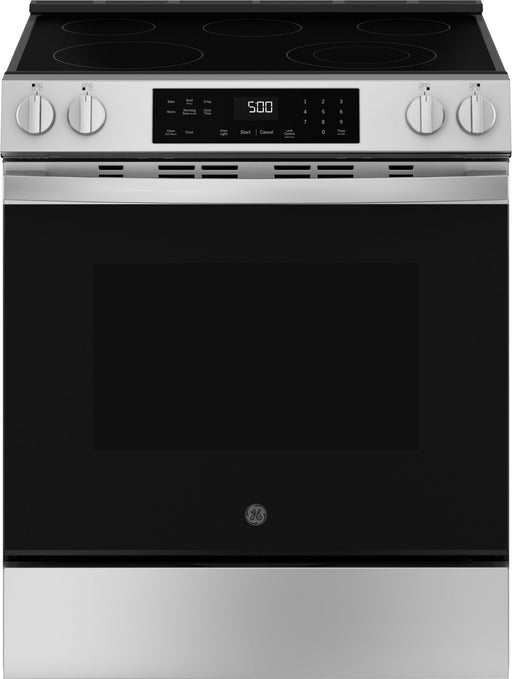 GE - 5.3 Cu. Ft. Slide-In Electric Range with Self-Clean and Steam Cleaning Option and Crisp Mode - Stainless Steel