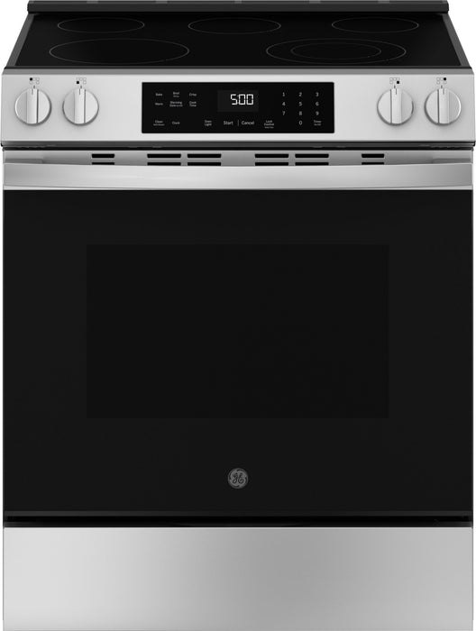 GE - 5.3 Cu. Ft. Slide-In Electric Range with Self-Clean and Steam Cleaning Option and Crisp Mode - Stainless Steel