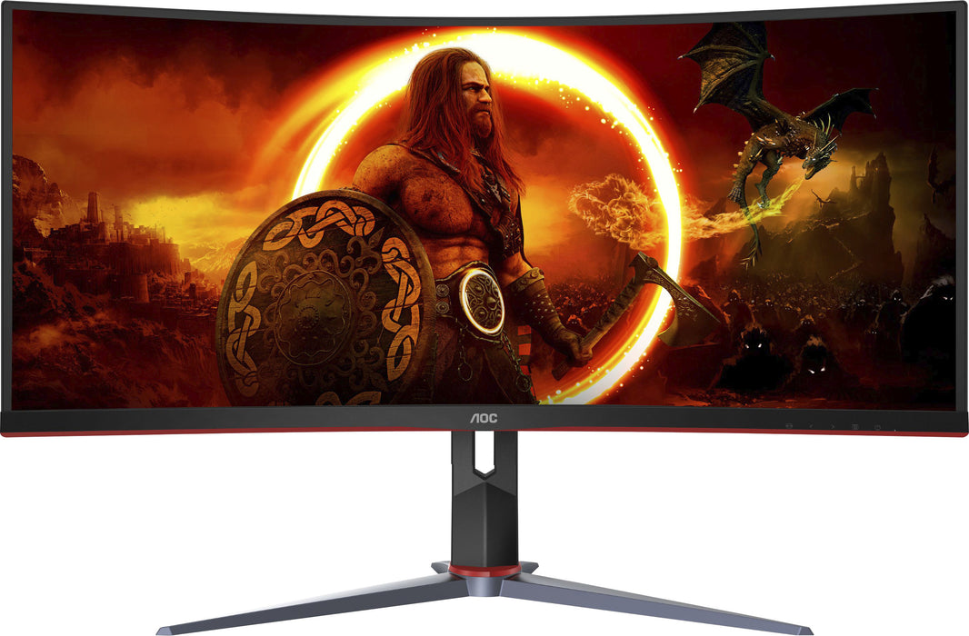 AOC - CU34G2XP 34" VA Curved Gaming Monitor WQHD (3440x1440) 180Hz 1ms Freesync HDR400 - Black/Red