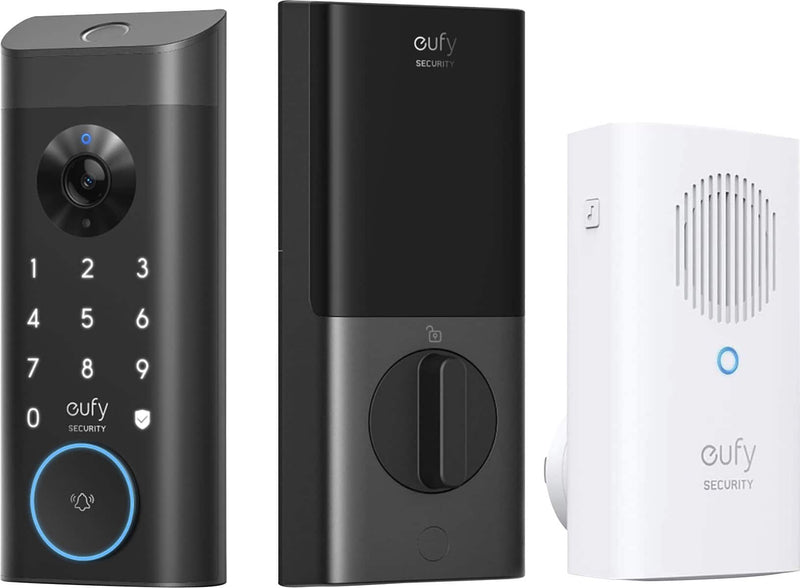 Smart Lock E330 with Chime WiFi Replacement Deadbolt with eufy AppKeypadBiometric Access - Light Gray