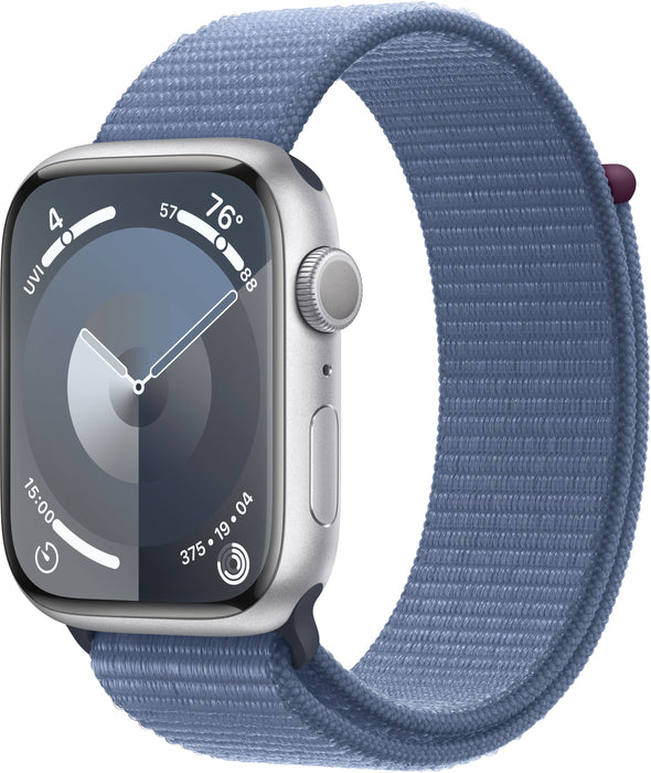 Apple Watch Series 9 GPS 45mm Aluminum Case with Winter Blue Sport Loop - Silver - (2023)