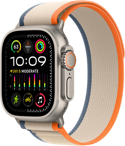 Apple Watch Ultra 2 GPS + Cellular 49mm Titanium Case with Orange/Beige Trail Loop  (Medium/Large) - Titanium