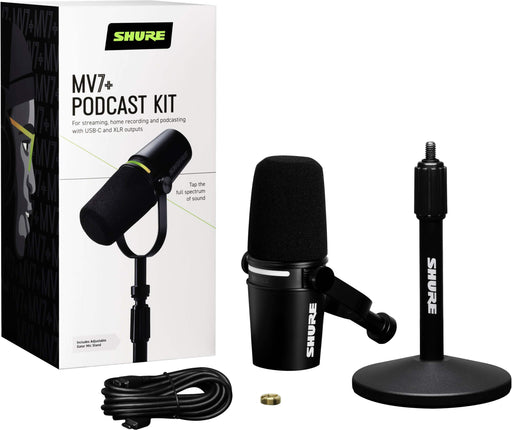 Shure MV7+K-BNDL - microphone - with Shure-by-Gator desktop stand
