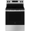 GE - 5.3 Cu. Ft. Freestanding Electric Range with Steam Cleaning and 4 Burner Radiant Cooktop - Stainless Steel
