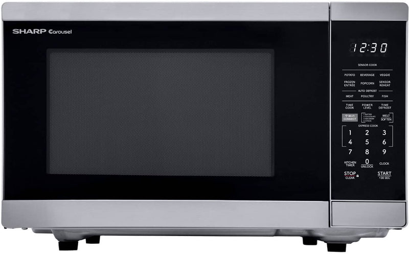 Sharp - 1.4 cu. ft. 1100W Smart Countertop Microwave with Inverter Cooking and Works with Alexa - Stainless - Stainless