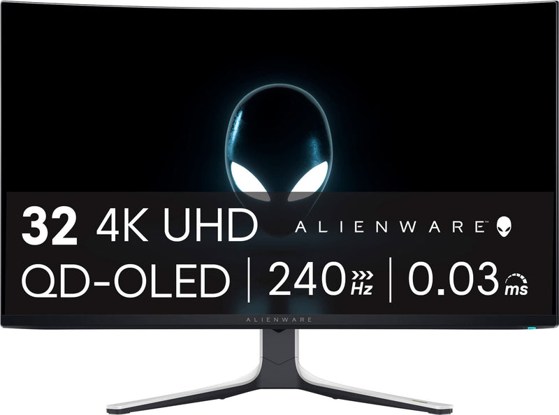 Alienware - AW3225QF 32" QD-OLED Curved 4K UHD 240Hz 0.03-ms G-SYNC Compatible Gaming Monitor with HDR (HDMI DisplayPort. USB) - Lunar Light
