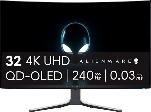 Alienware - AW3225QF 32" QD-OLED Curved 4K UHD 240Hz 0.03-ms G-SYNC Compatible Gaming Monitor with HDR (HDMI DisplayPort. USB) - Lunar Light