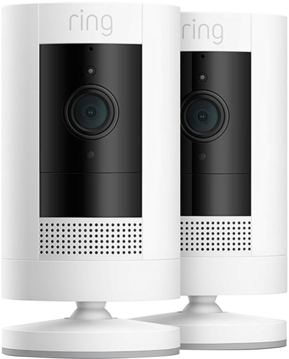 Ring - 2-Pack Stick Up Indoor/Outdoor Wire Free 1080p Security Camera - White