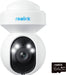 Reolink E Series E560 Outdoor Plug-In 4K Security Camera with 64GB MicroSD PTZ Wi-Fi 6   Color Night Vision - White