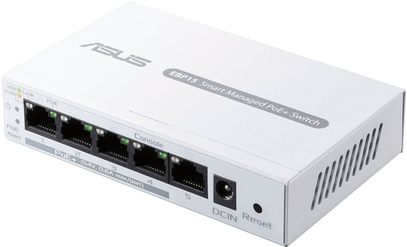 ASUS - ExpertWiFi EBP15 5-Port Gigabit Smart Managed PoE+ Ethernet Switch - White