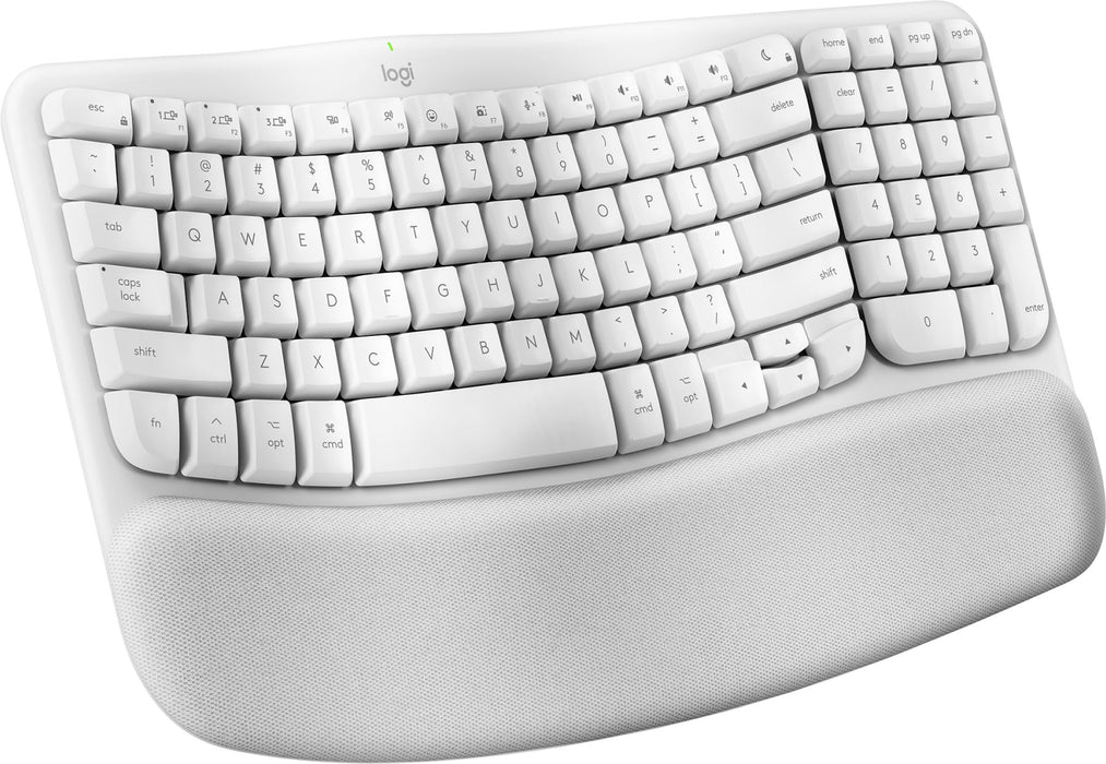 Logitech - Wave Keys for Mac Ergonomic Wireless Keyboard with Integrated Palm-rest - Off-white