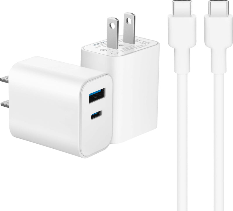 Best Buy essentials - 20W Dual-Port Wall Charging Kit for USB-C Smartphones Tablets and More (2 Pack) - White