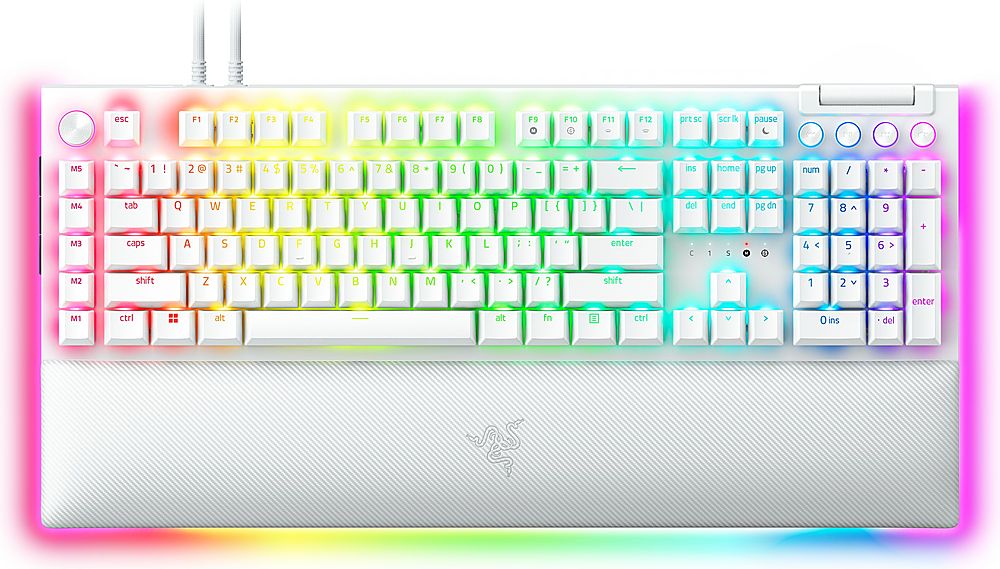 Razer - BlackWidow V4 Pro Full Size Wired Mechanical Green Switch Gaming Keyboard with Chroma RGB - White