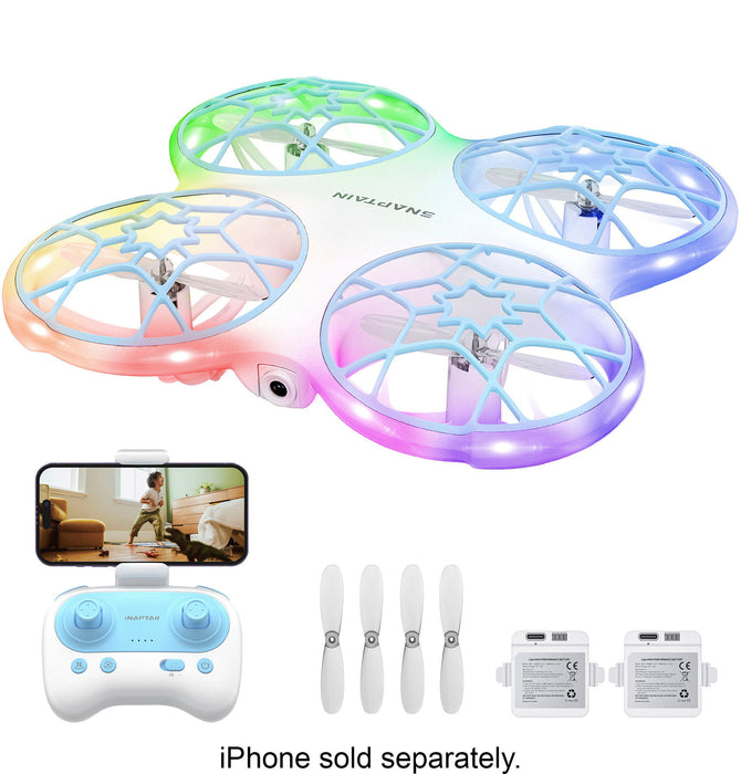 Snaptain - K30 Mini 720P HD Camera Drone with Colorful Lighting Remote Controller and Max Flight Time of 18 Minutes - White