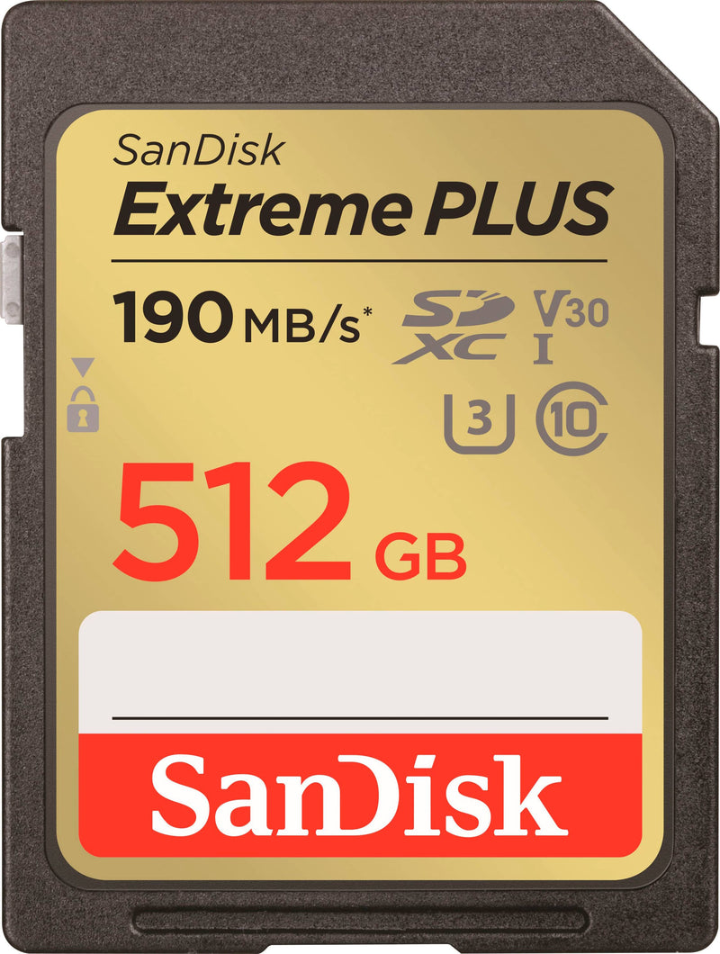 SanDisk - 512GB Extreme PLUS SD UHS-I Memory Card R/W up to 240/160MB/s