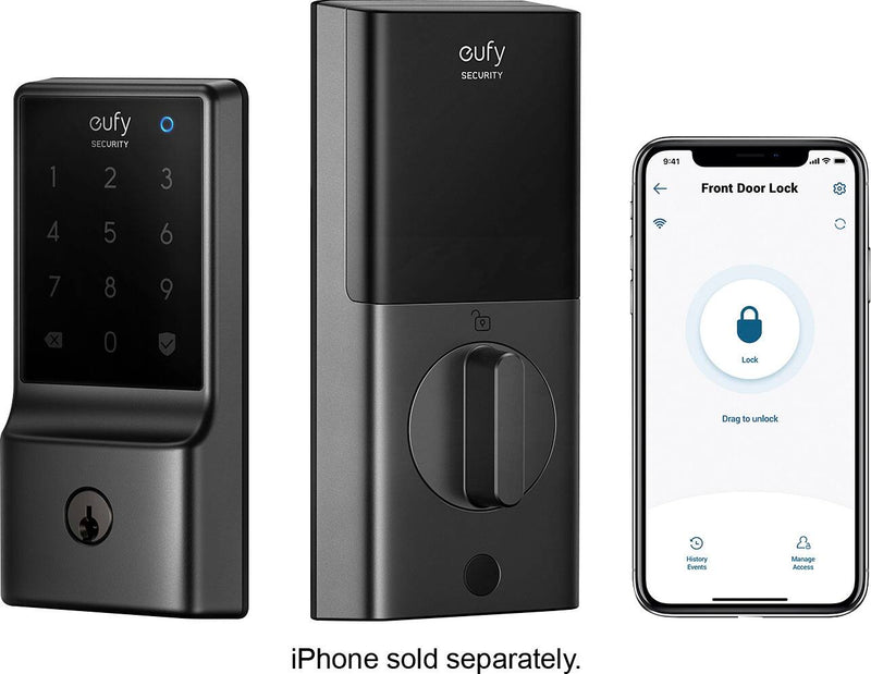 Smart Lock C210 WiFi Replacement Deadbolt Unlock with eufy App Keypad Smart Devices - Black