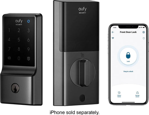 eufy Security - Smart Lock C210 WiFi Replacement Deadbolt Unlock with eufy App Keypad Smart Devices - Black