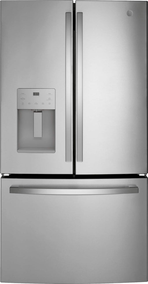 GE - 36 in. Wide 20.6 Cu. Ft. French Door Counter Depth Refrigerator with Space Saving Icemaker - Stainless Steel