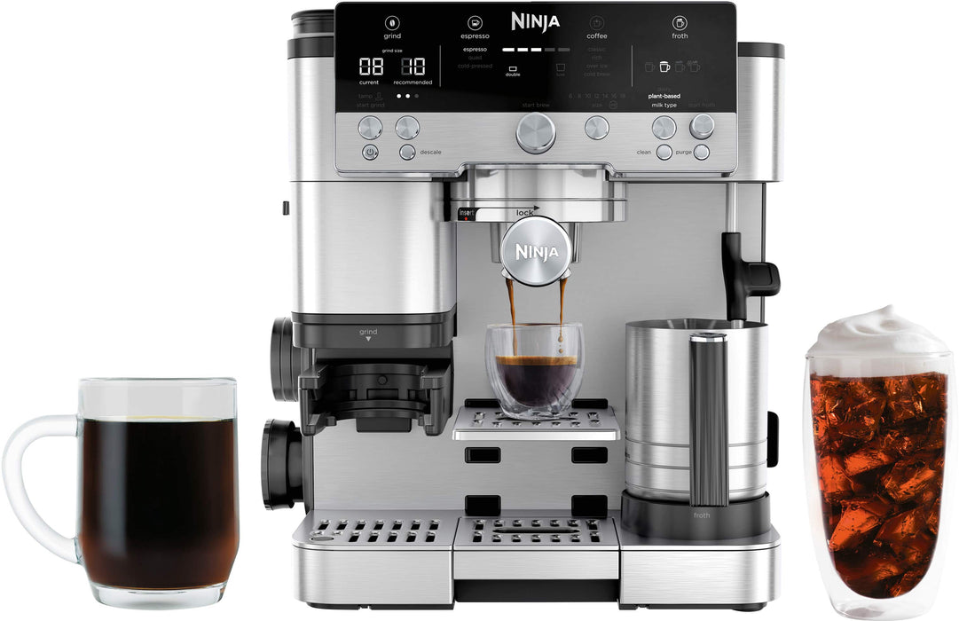 Ninja - Luxe Caf Premier Series 3-in-1 Espresso Coffee and Cold Brew Machine with Grinder and Scale and Hands-Free Frother - Stainless Steel