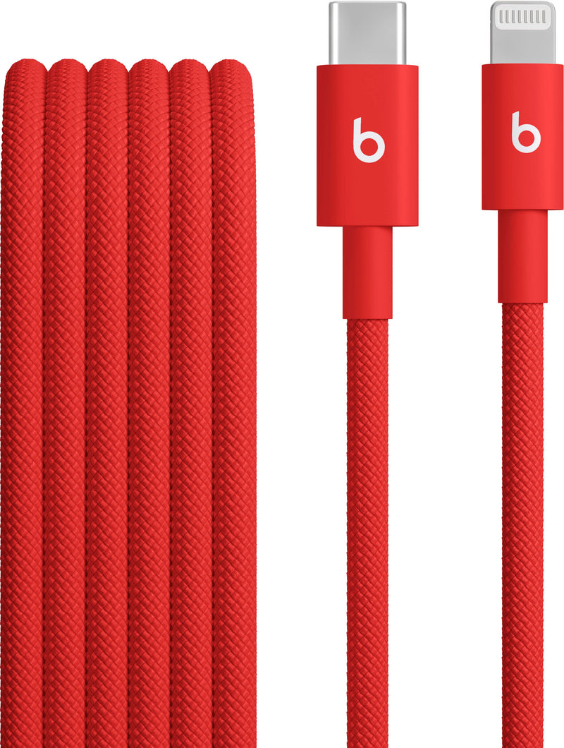 Beats - 5' USB-C to Lightning Woven Cable - Rapid Red