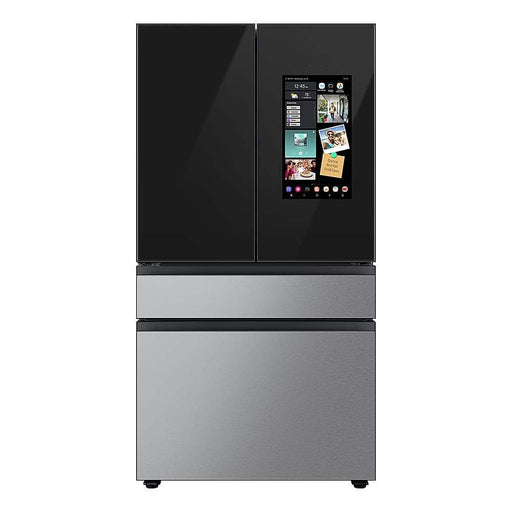 Samsung - Bespoke 29 Cu. Ft. 4-Door French Door Smart Refrigerator with Family Hub - Charcoal Glass/Stainless Steel