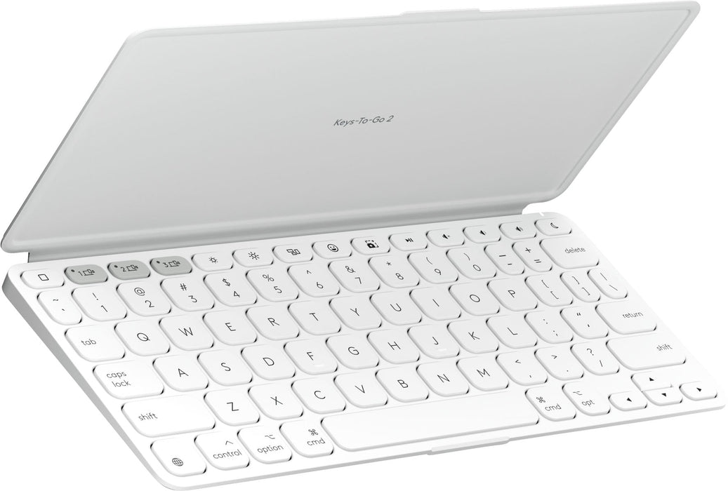 Logitech - Keys-To-Go 2 Slim Portable Bluetooth Keyboard for iPad iPhone Mac and Apple TV With Built-in Cover - Pale Gray