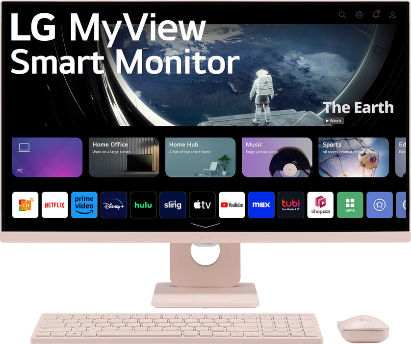 LG - MyView 27" Full HD IPS 60Hz Smart Monitor with Wireless Keyboard and Mouse (HDMI USB-A) - Pink