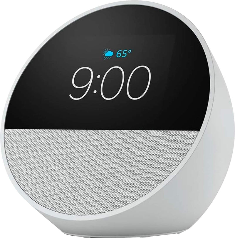 Amazon - Echo Spot (2024 release) Smart alarm clock with vibrant sound and Alexa - Glacier White