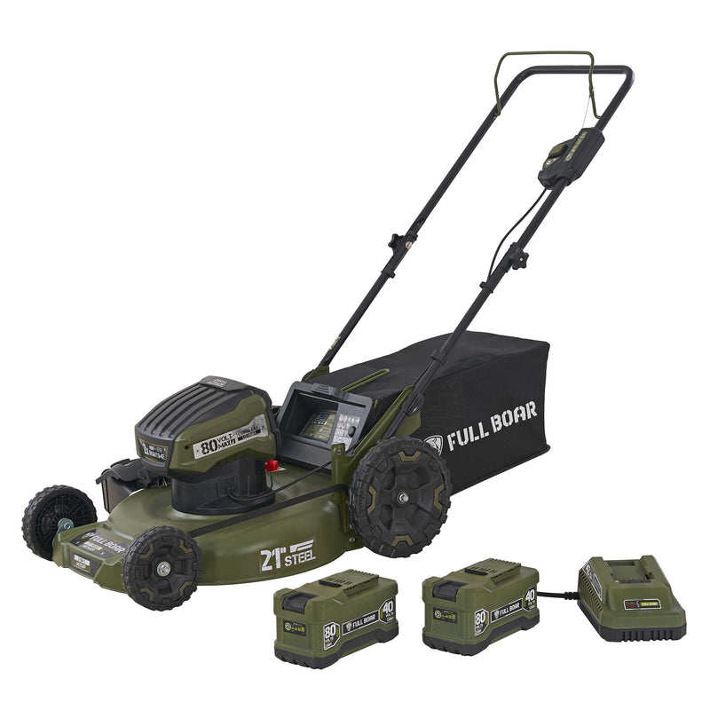 FULL BOAR M2150P2 80-volt, 21-in Push Battery Walk Mower with  (2) 2.5 Ah Batteries Included