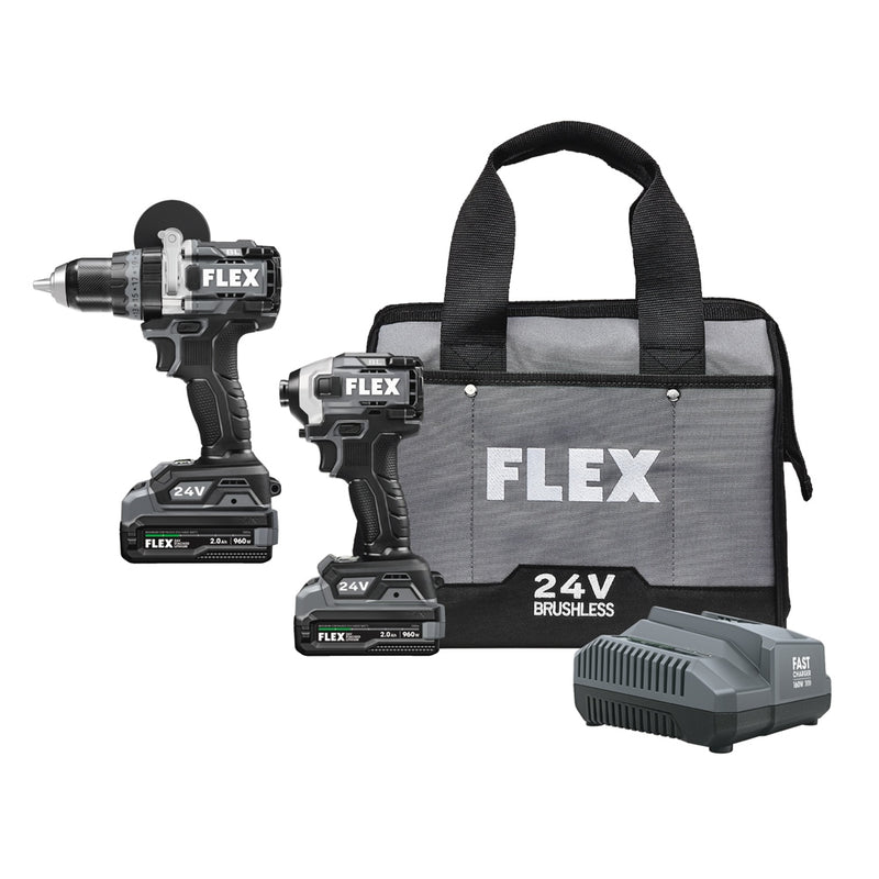 FLEX 24-volt 2-Tool Brushless Power Tool Combo Kit with Soft Case (2-Batteries and Charger Included)