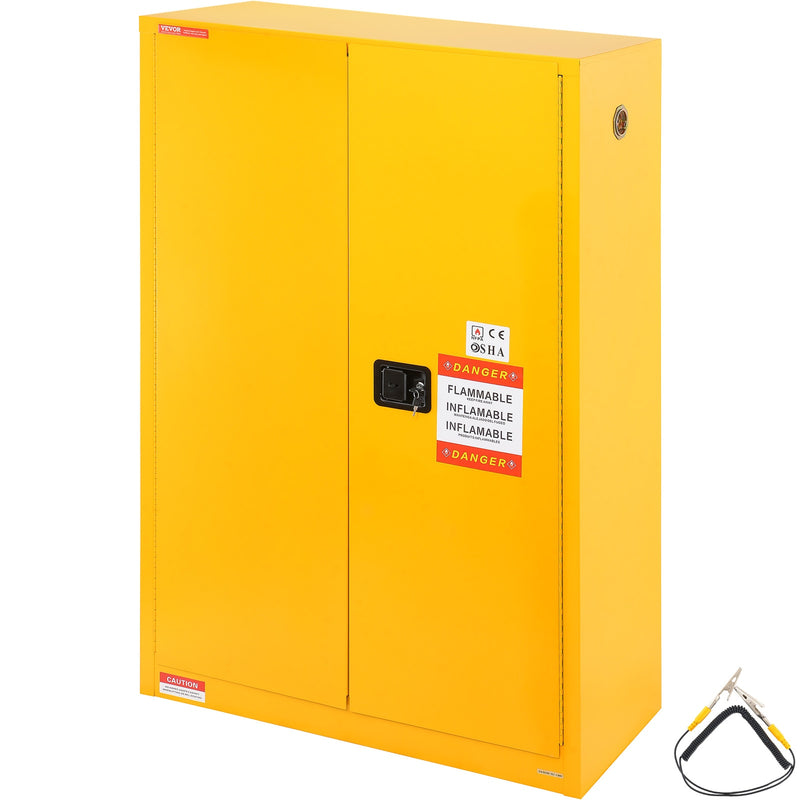 VEVOR Fireproof 18.1-in W x 65.2-in H x 42.9-in D Freestanding or wall-mounted Steel Garage Cabinet in Yellow