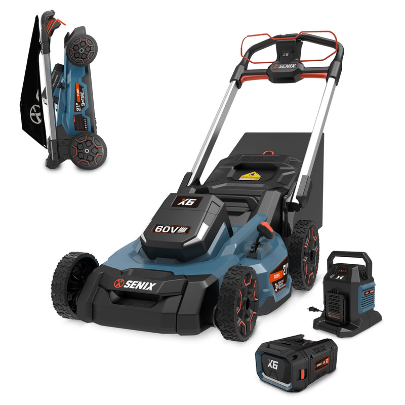SENIX 60 Volt, 21-in Push Battery Walk Mower with  (1) 6 Ah Battery Included