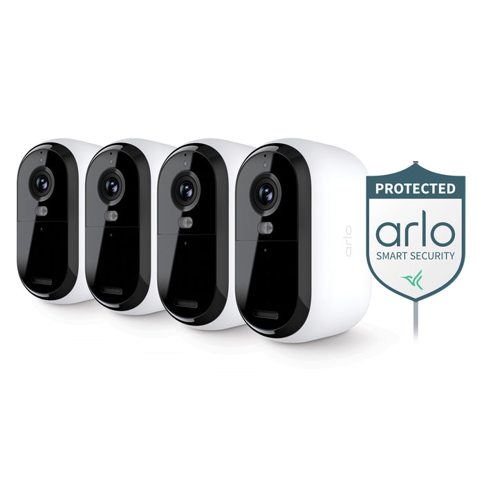 Arlo - Essential 4-Camera Outdoor Wireless 2K Security Camera (2nd Generation) with Yard Sign - White