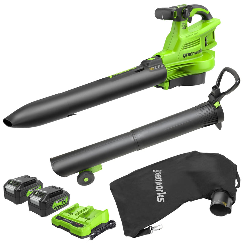 Greenworks 3-in-1 24-volt 520-CFM 240-MPH Battery Handheld Leaf Blower 4 Ah Battery Included Charger Included