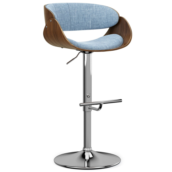 Simpli Home - Amery Mid Century Modern Metal Adjustable Swivel Bar Stool - Denim Blue