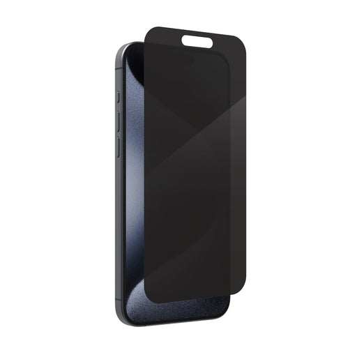 ZAGG - Glass Elite Privacy Maximum Impact  Privacy Filtering Screen Protector for Apple iPhone 15 Pro Max - Clear